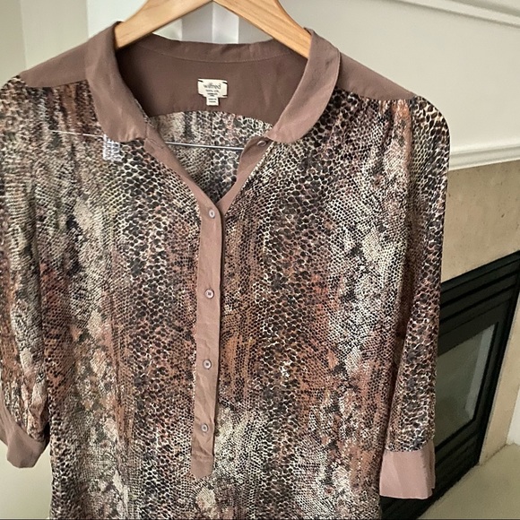 WILFRED Brown Silk Snakeskin Blouse - Picture 3 of 9